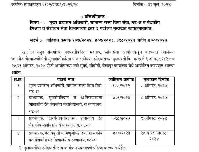 MPSC Exam Date 2024 Announced